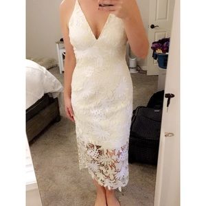Bridal: White Midi Dress - Dress The Population